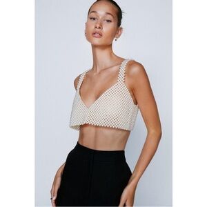 Faux Pearl Beaded Women's Crop Top